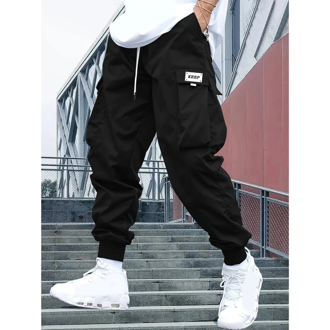 Herren Lässige Cargo Jogger Hose | Elastische Bündchen