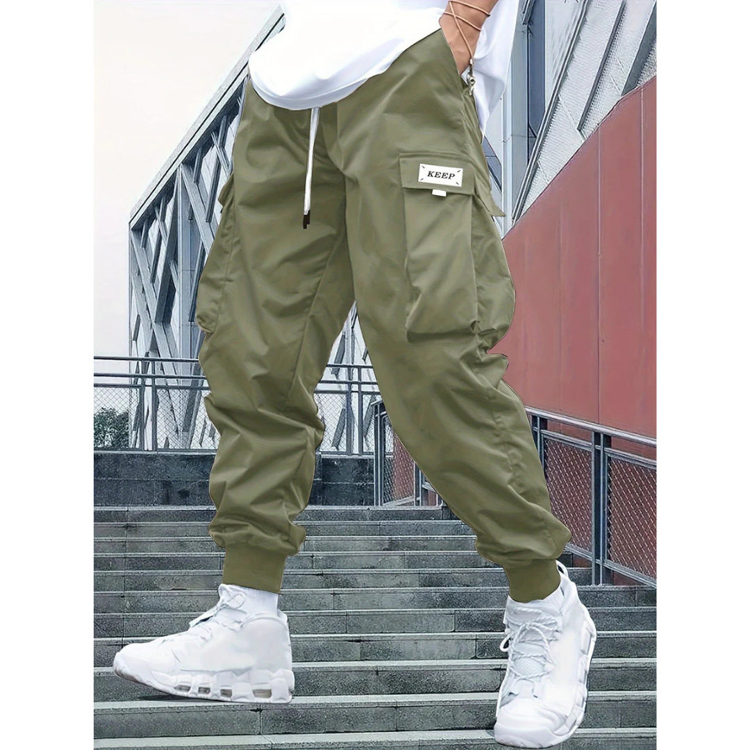 Herren Lässige Cargo Jogger Hose | Elastische Bündchen