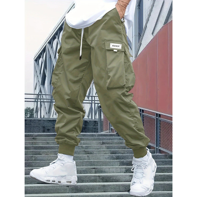 Herren Lässige Cargo Jogger Hose | Elastische Bündchen