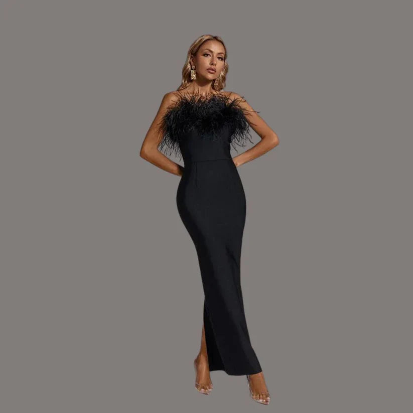 Damen Ärmelloses Elegante Schwarze Kleid | Maxi