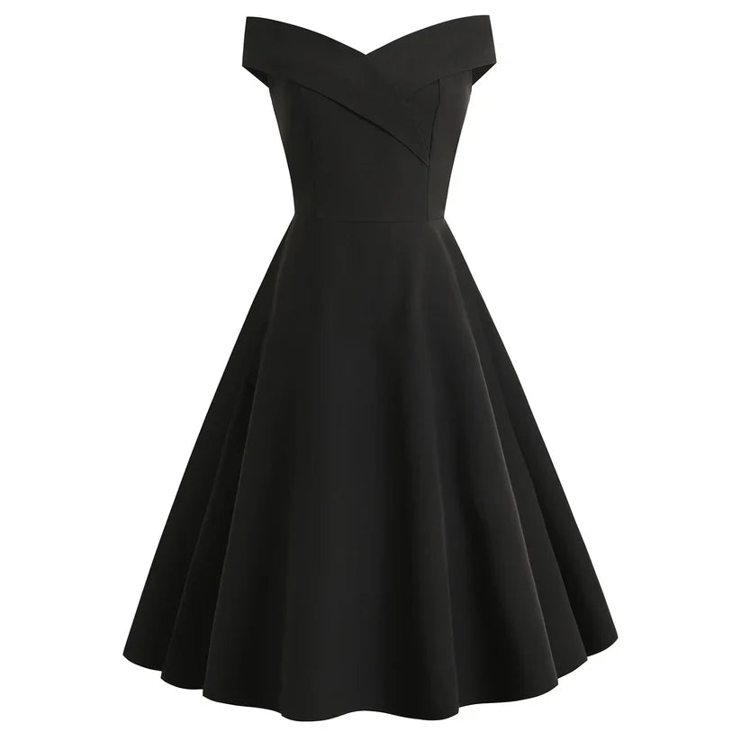 Damen Elegantes Schulterfreies Kleid | Midi