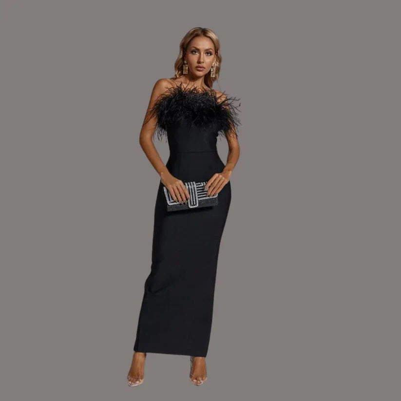 Damen Ärmelloses Elegante Schwarze Kleid | Maxi