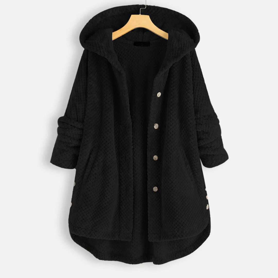 Damen Lange Winter Knopf Daunen Jacke | Kapuze