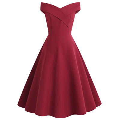 Damen Elegantes Schulterfreies Kleid | Midi