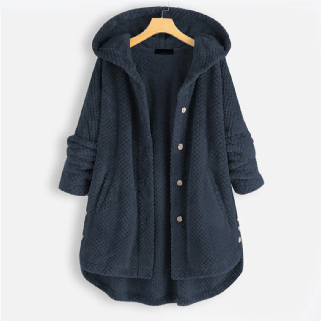 Damen Lange Winter Knopf Daunen Jacke | Kapuze