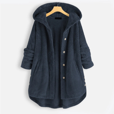 Damen Lange Winter Knopf Daunen Jacke | Kapuze