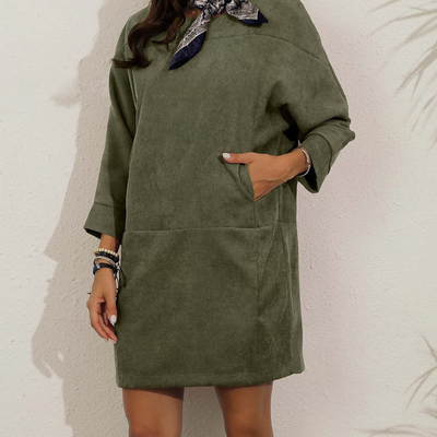 Damen Warme Lose Passform Winter Kleid | Midi