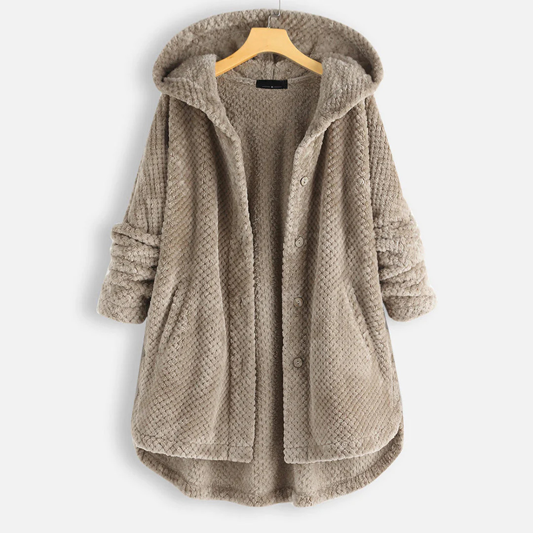 Damen Lange Winter Knopf Daunen Jacke | Kapuze