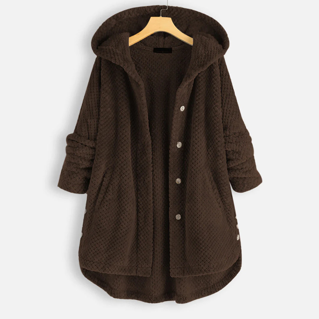 Damen Lange Winter Knopf Daunen Jacke | Kapuze
