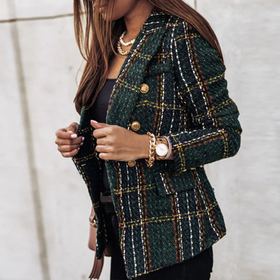 Damen Elegante Kariert Blazer | Langarm