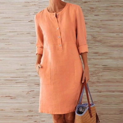 Damen Langarm Bequeme Kleid | Midi