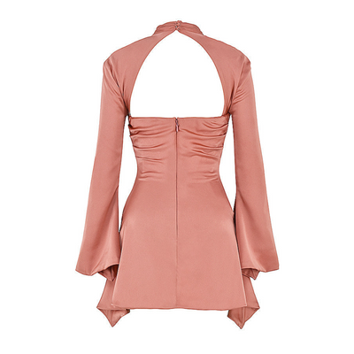 Damen Ausschneiden Langarm Kleid | Mini