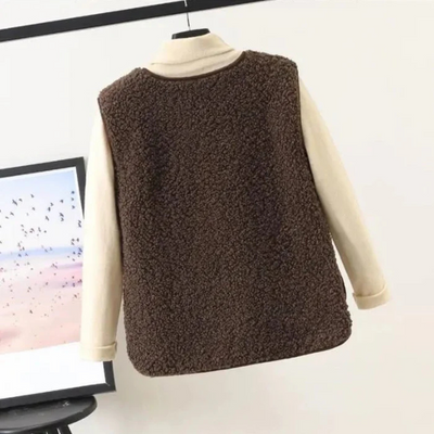 Damen Strick Kurze Weste | Knopf Daunen