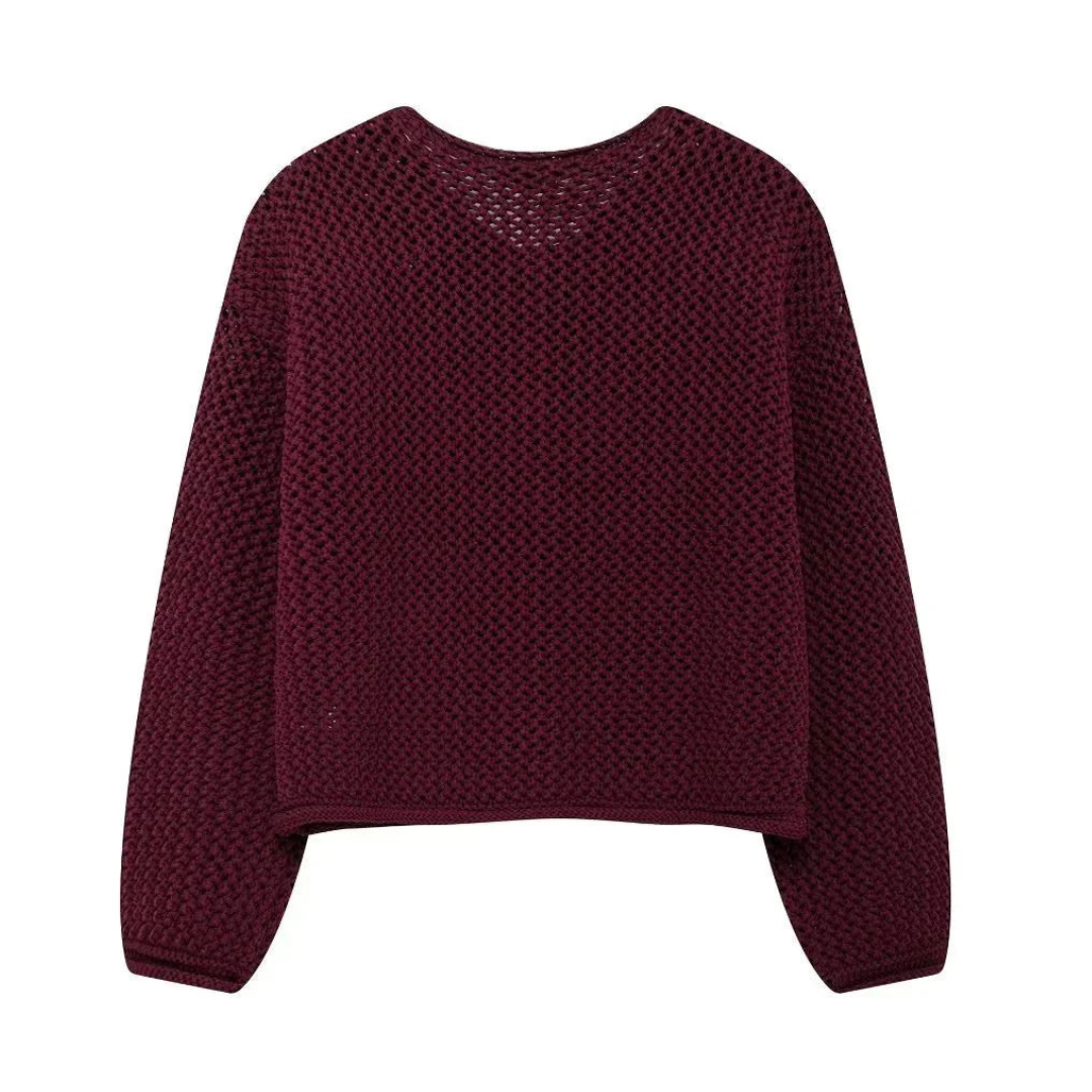 Damen Strick Knopf Daunen Kurze Strickjacke | Langarm