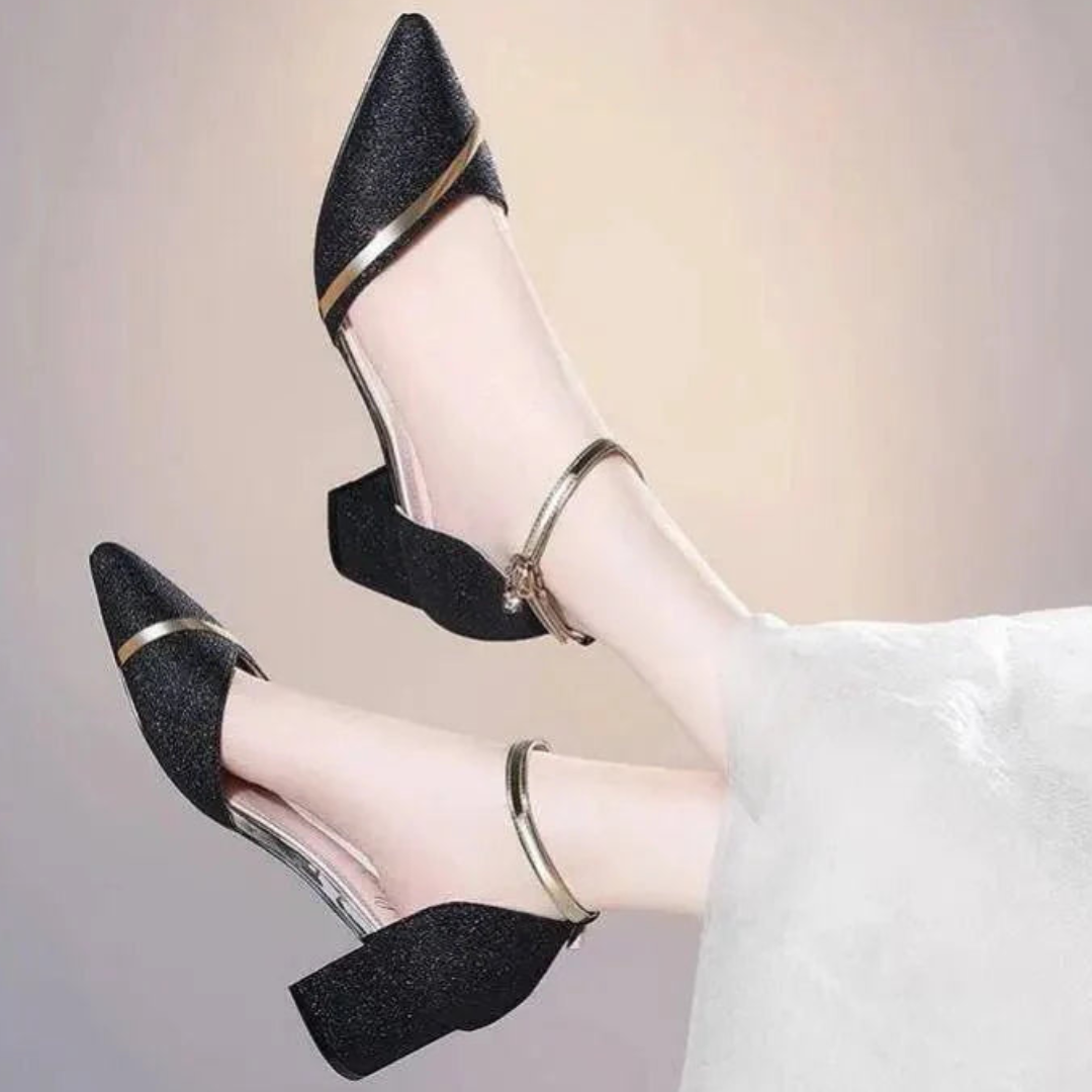 Damen Glitzer Blockabsatz Sandalen | Elegante