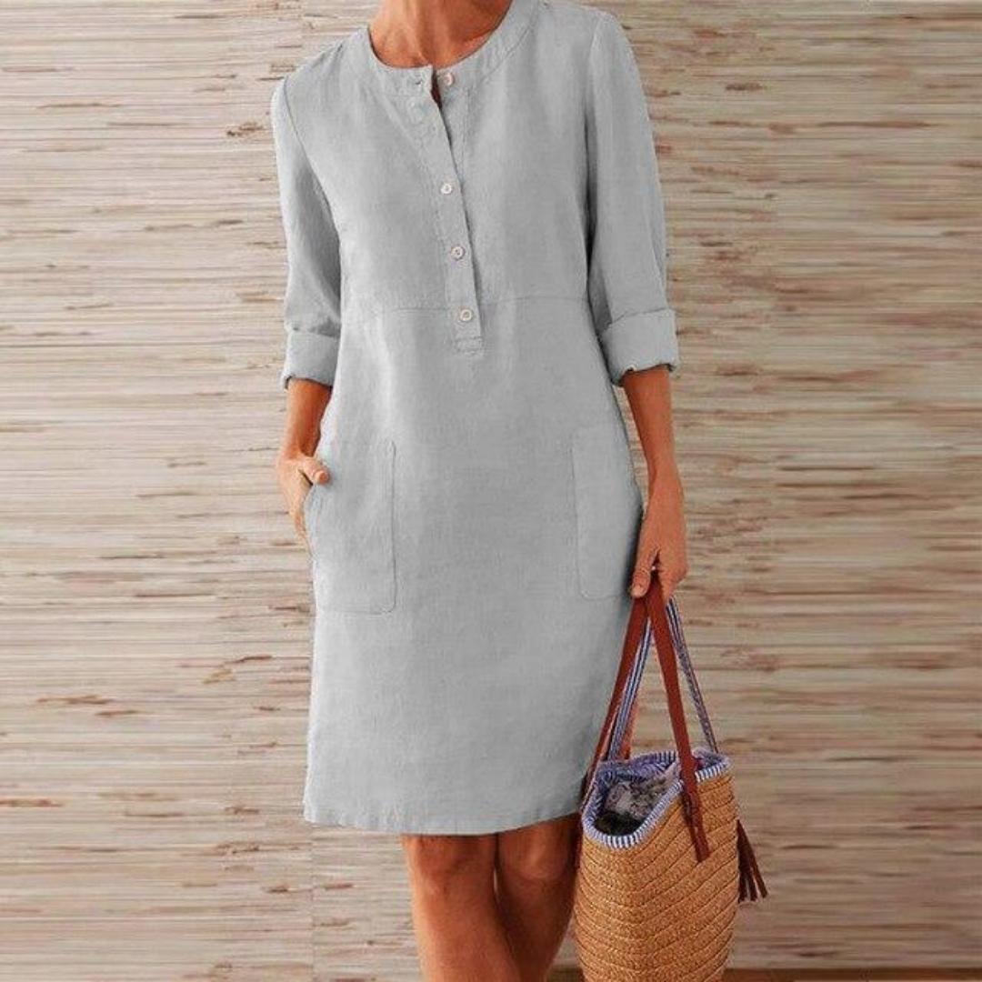 Damen Langarm Bequeme Kleid | Midi