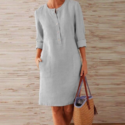 Damen Langarm Bequeme Kleid | Midi