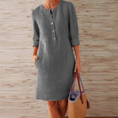 Damen Langarm Bequeme Kleid | Midi
