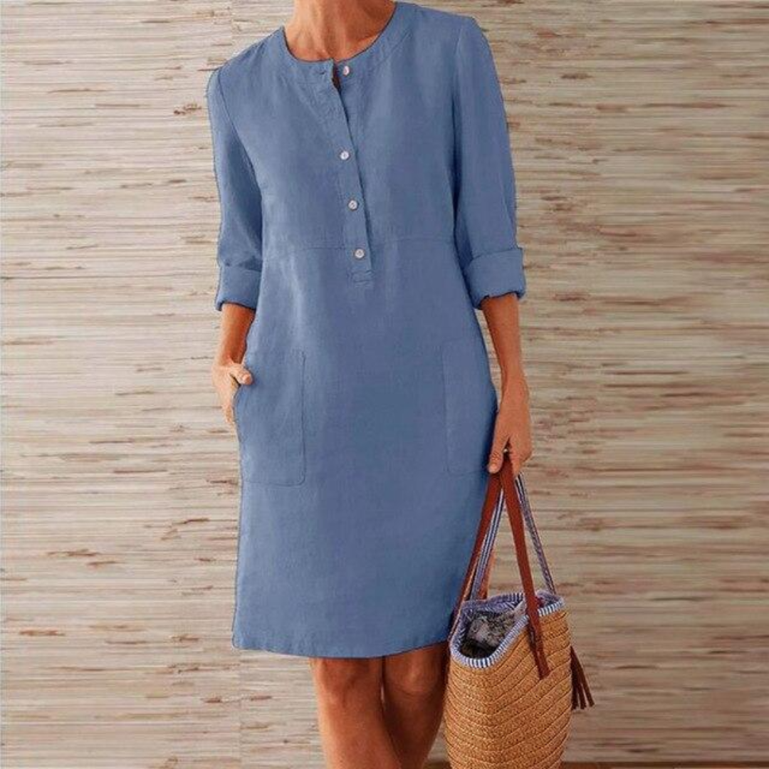 Damen Langarm Bequeme Kleid | Midi