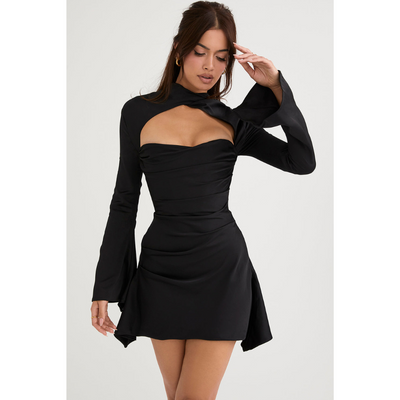 Damen Ausschneiden Langarm Kleid | Mini