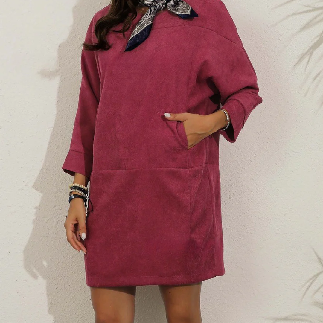 Damen Warme Lose Passform Winter Kleid | Midi