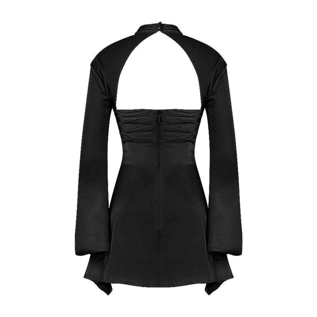 Damen Ausschneiden Langarm Kleid | Mini