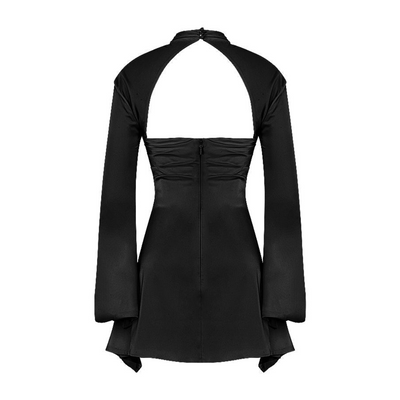 Damen Ausschneiden Langarm Kleid | Mini