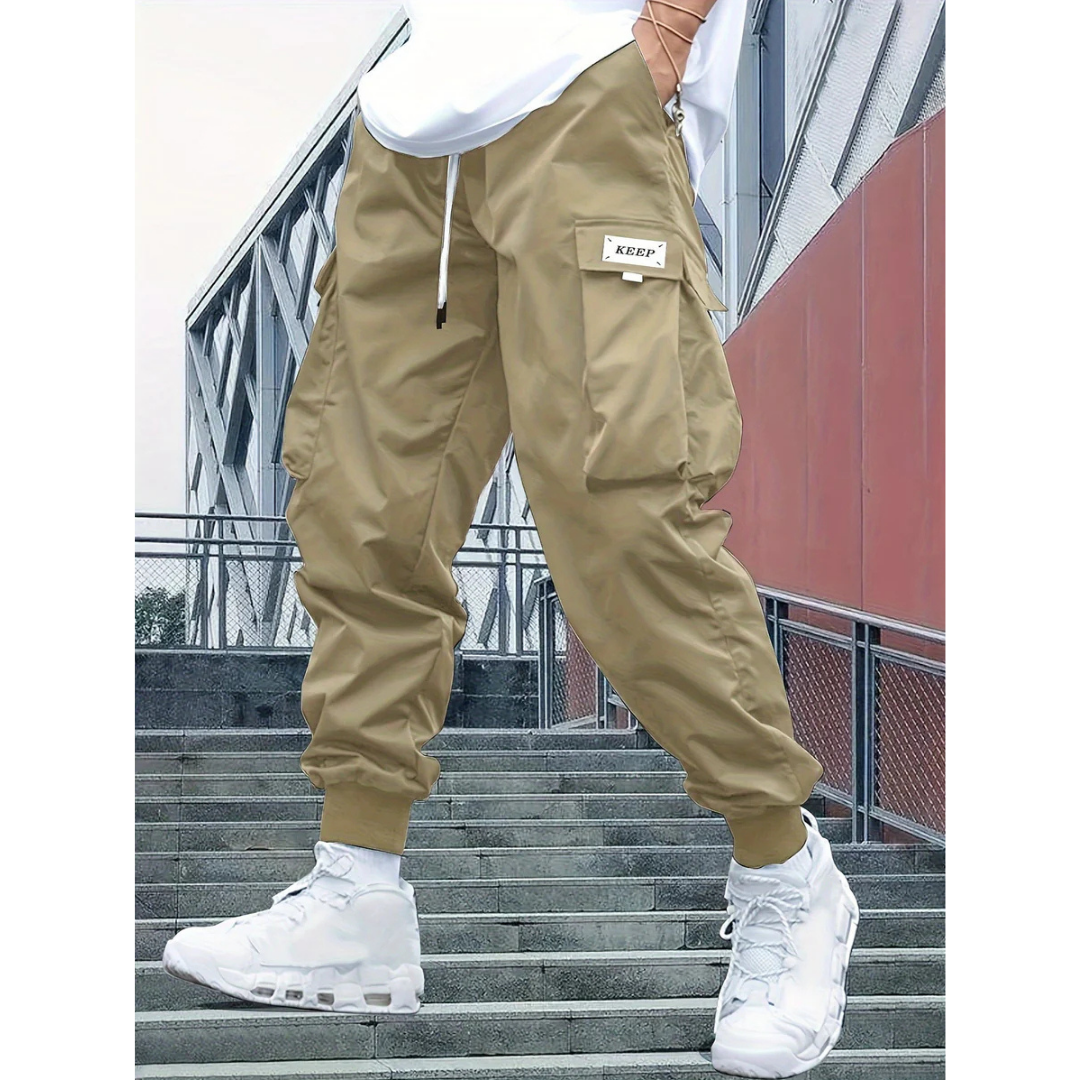 Herren Lässige Cargo Jogger Hose | Elastische Bündchen