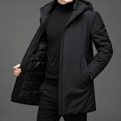 Herren Reißverschluss Kapuze Lange Jacke | Winter