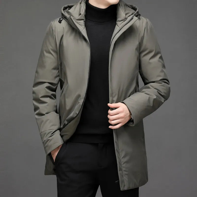 Herren Reißverschluss Kapuze Lange Jacke | Winter