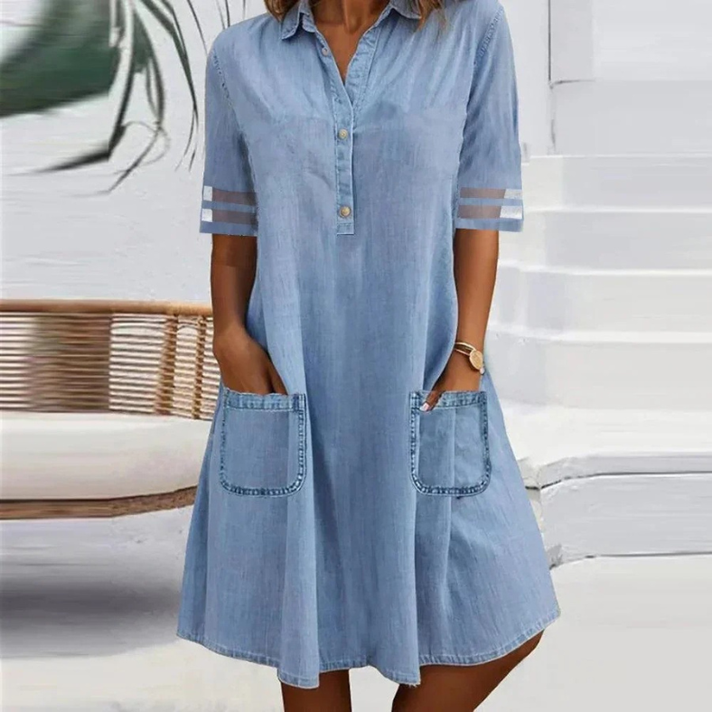 Denim Mini Kleid mit Seitentaschen