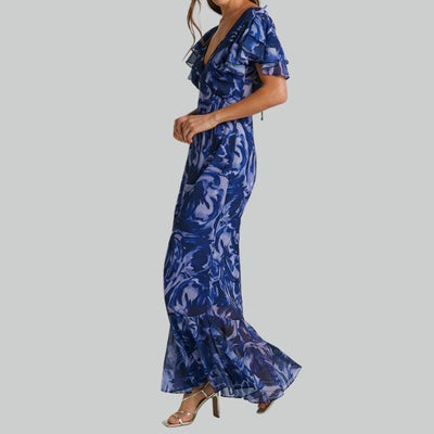 Ezrika | Damen Maxikleid mit Rüschen