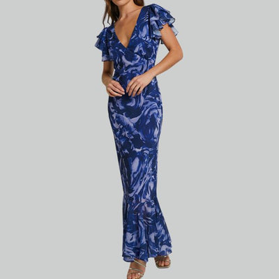 Ezrika | Damen Maxikleid mit Rüschen