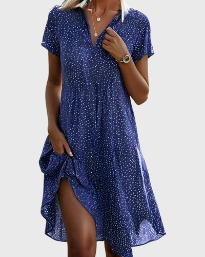 Cléa™ – Leichtes Kleid mit Punkten und schickem Kragen