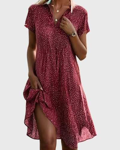 Cléa™ – Leichtes Kleid mit Punkten und schickem Kragen